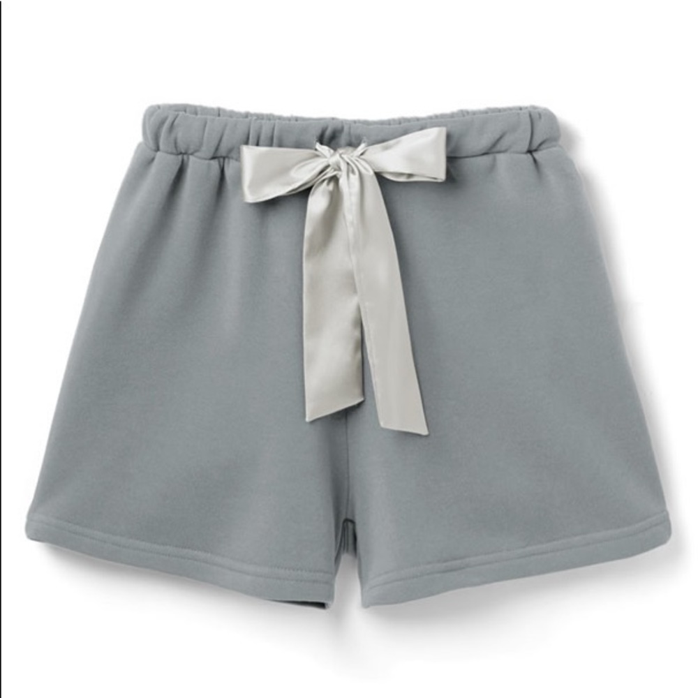 Dusty blue plush lined loungewear shorts